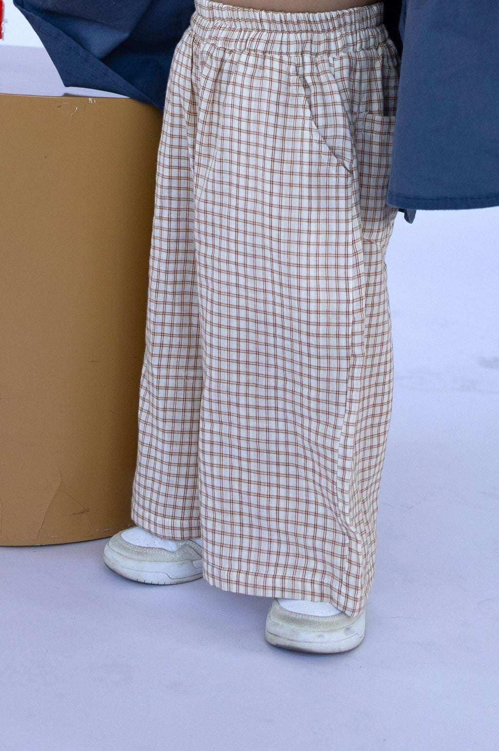 Cream Orange Check Pants