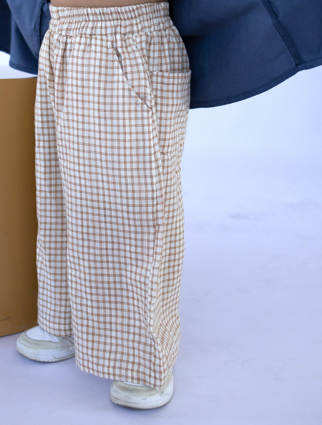 Cream Orange Check Pants