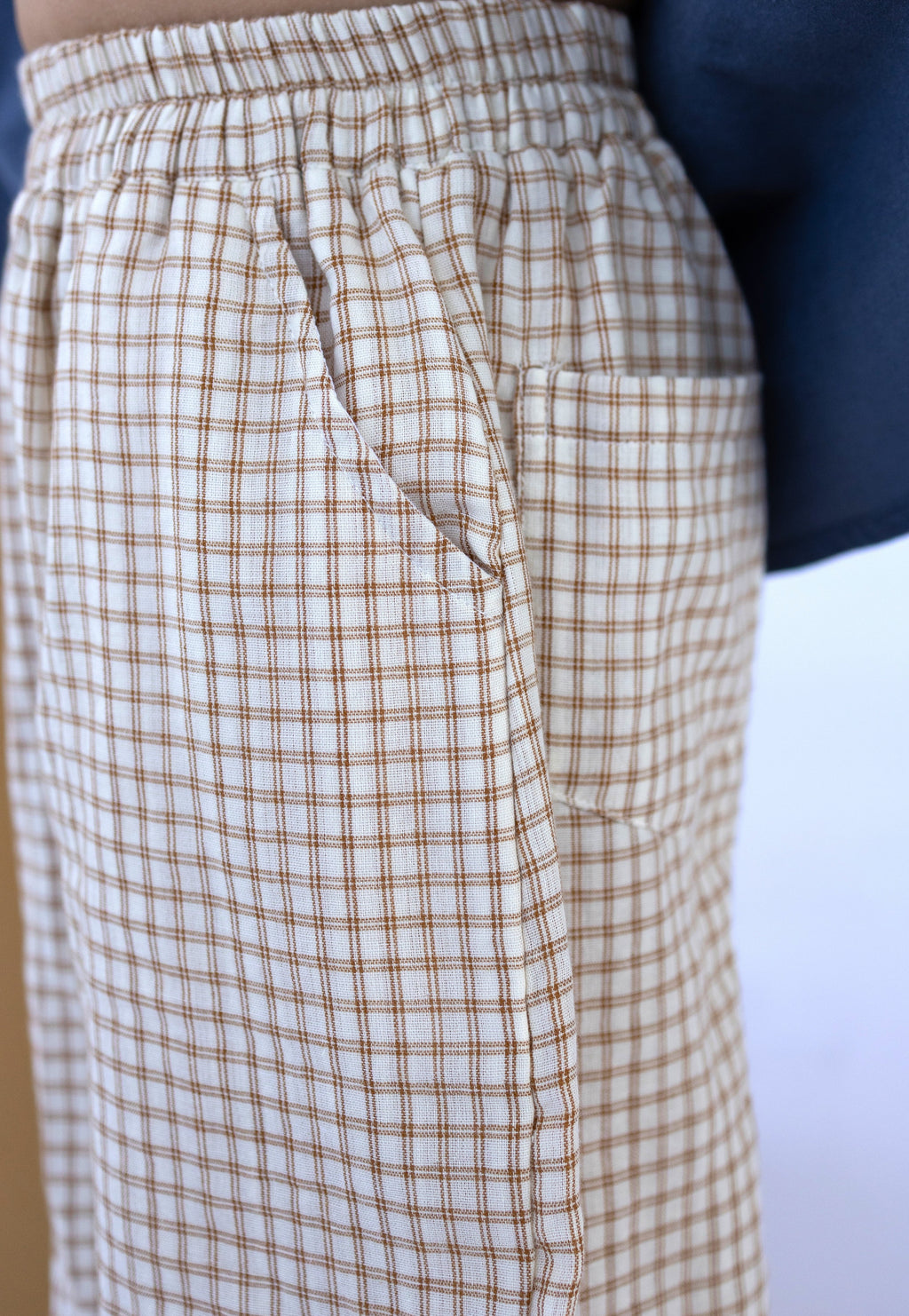 Cream Orange Check Pants