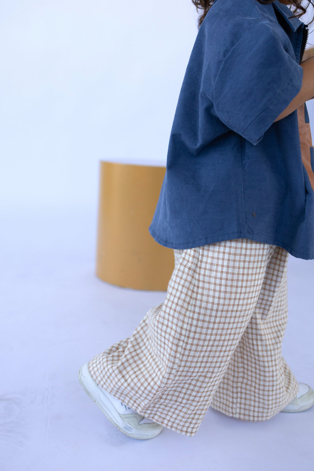 Cream Orange Check Pants