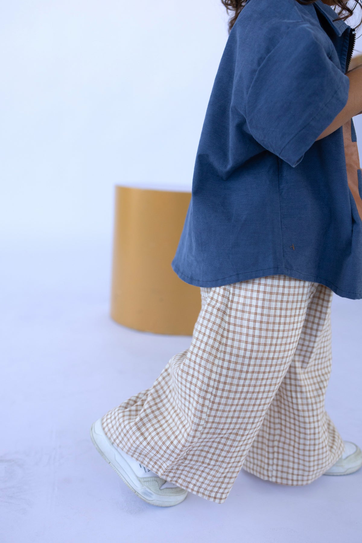 Cream Orange Check Pants